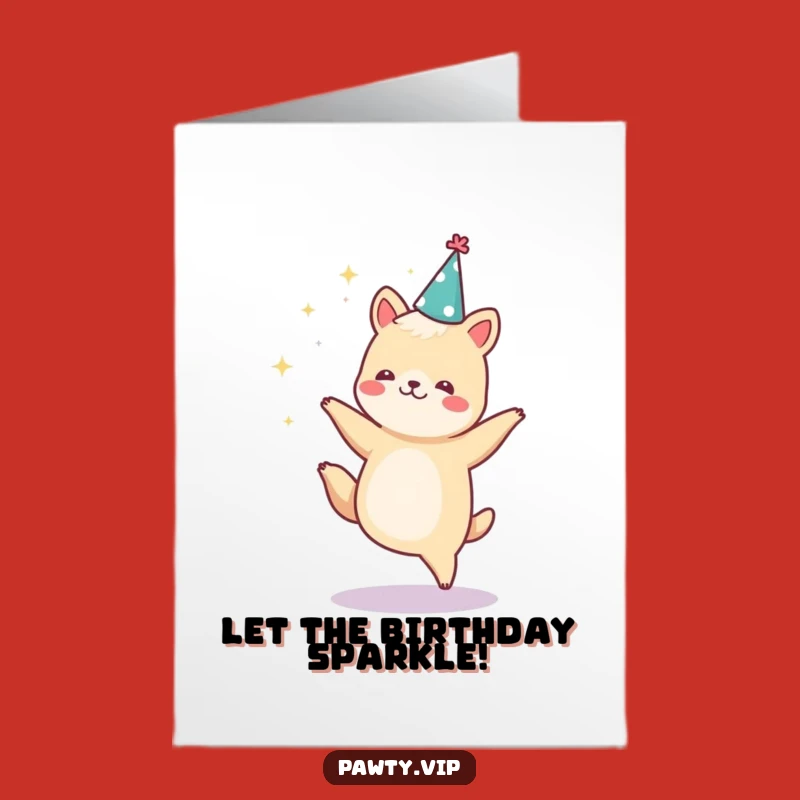 Free Printable Birthday Card: Dancing Animal Sparkles - Fun Downloadable Gift