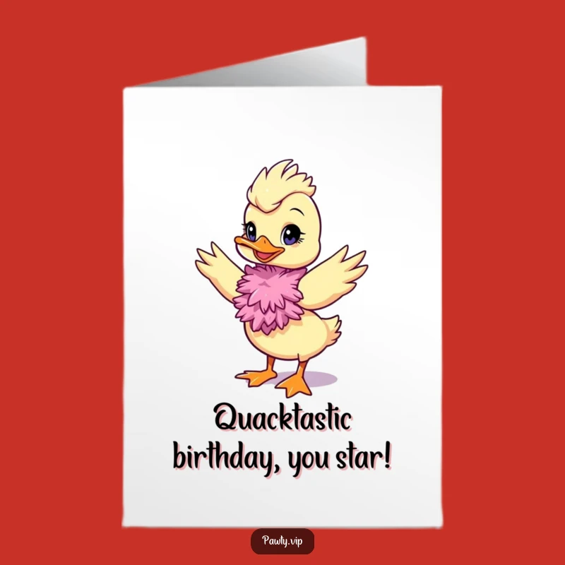 Free Printable Birthday Card: Diva Duck Feather Boa Downloadable Gift