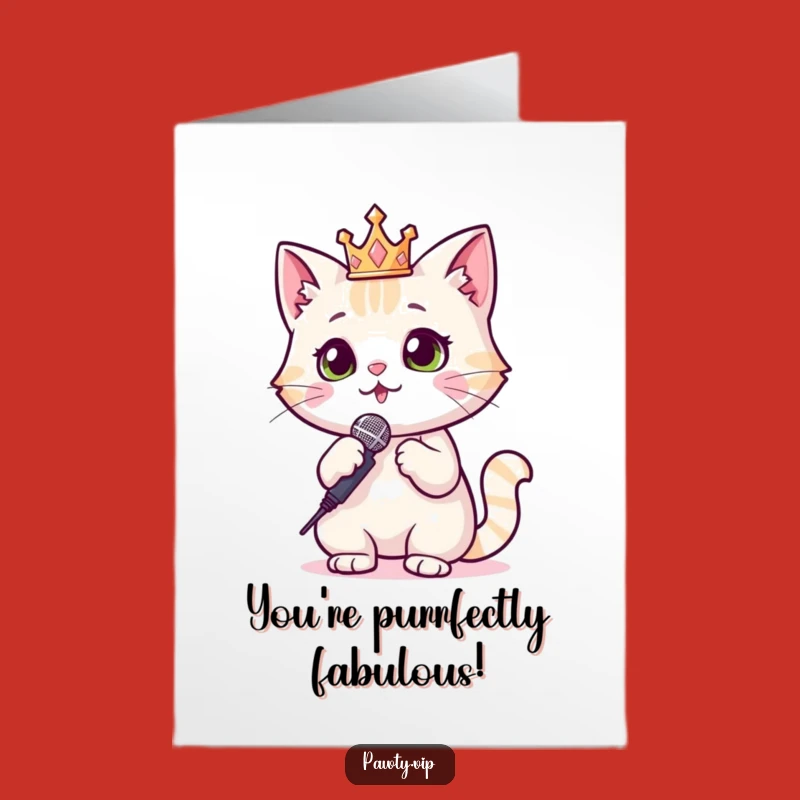 Free Printable Birthday Card: Star Cat Diva - Downloadable & Print at Home Fun!