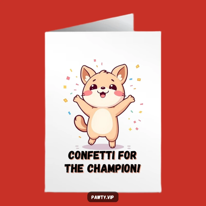 Free Printable Congrats Card: Kawaii Animal's Celebration Dance!