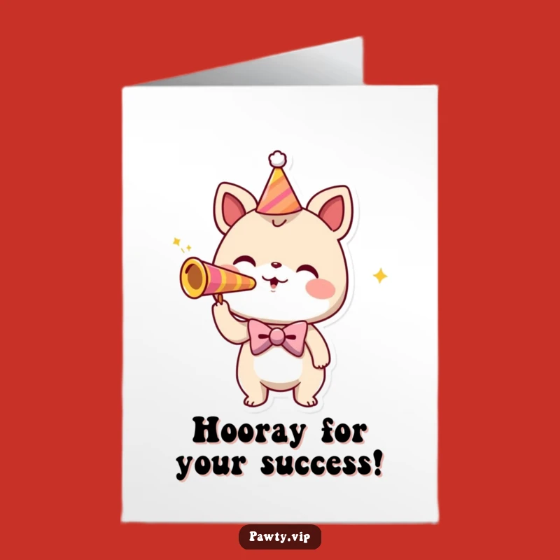 Free Printable Congrats Card: Bowtie Creature Party Horn - Funny Downloadable Gift for Celebration