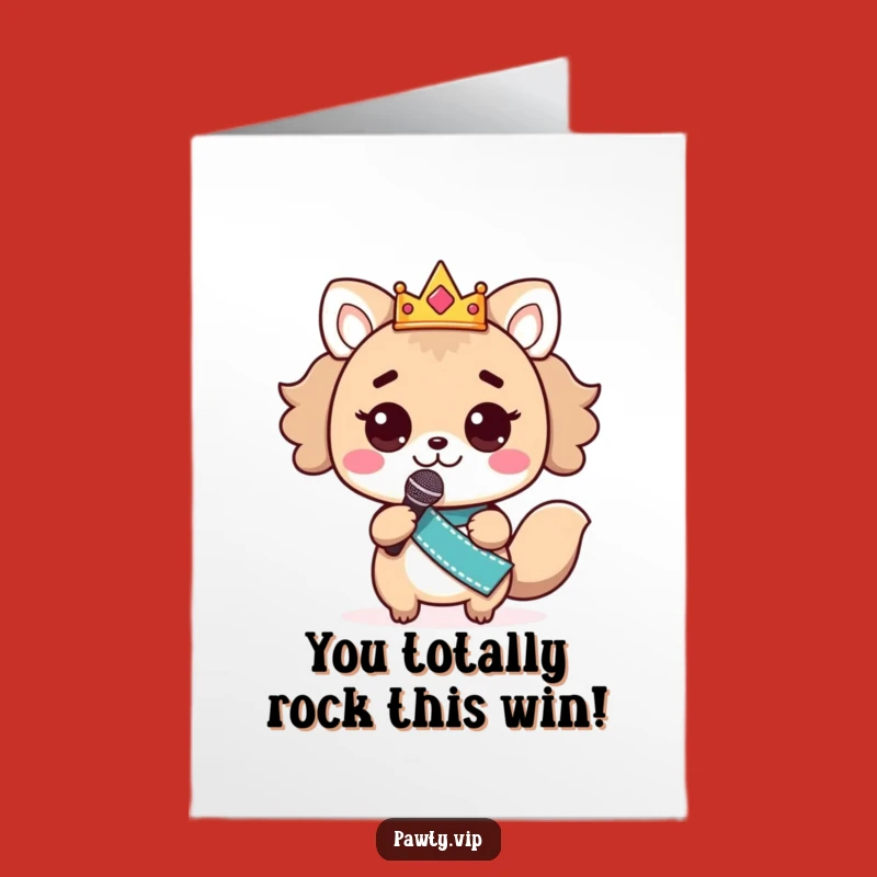 Free Printable Congrats Card: Kawaii Animal Star Shines with Microphone!