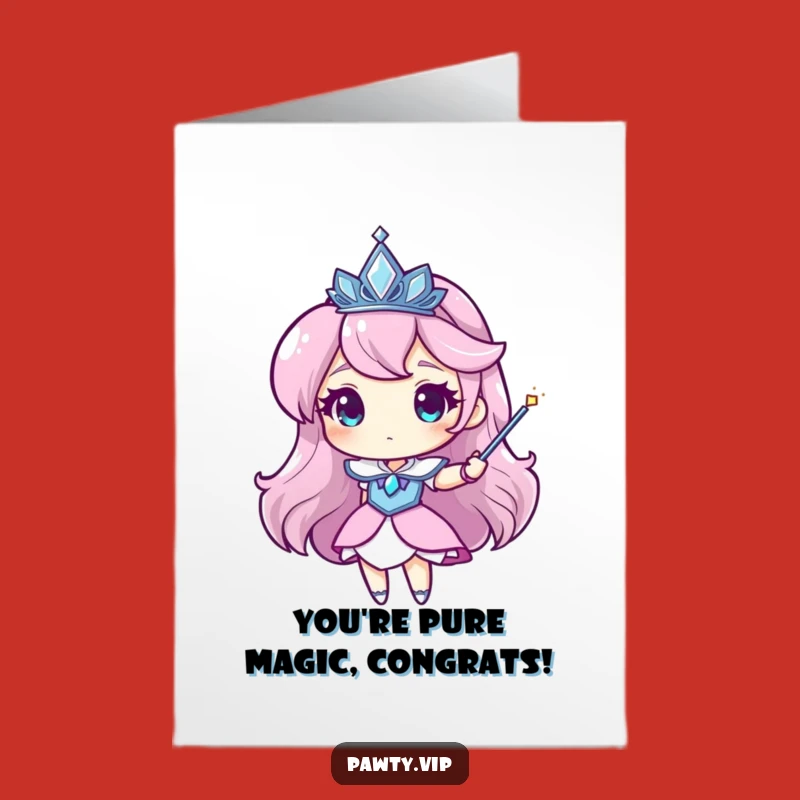 Free Printable Congrats Card: Magical Tiara Character, Funny Success Spell, DIY Downloadable Gift!