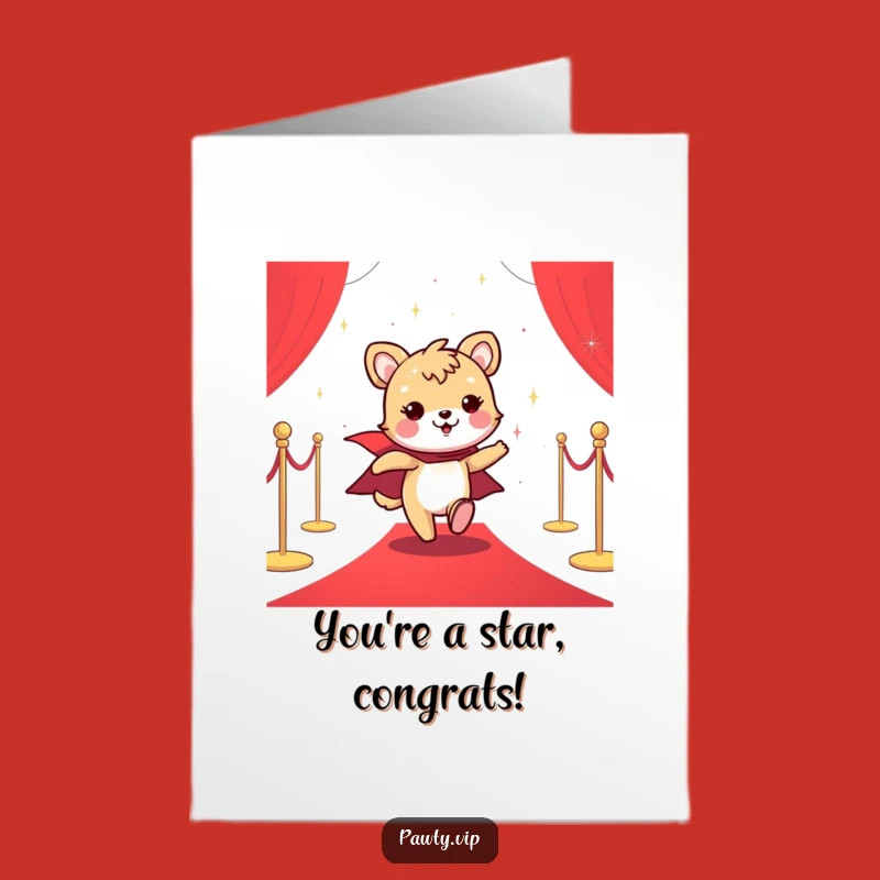 Free Printable Congrats Card: Sparkly Cape Animal - Funny Downloadable Gift for a Winner