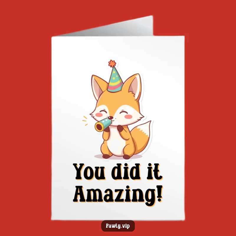 Free Printable Fox Congratulations Card: Hilarious Noisemaker Celebration Downloadable