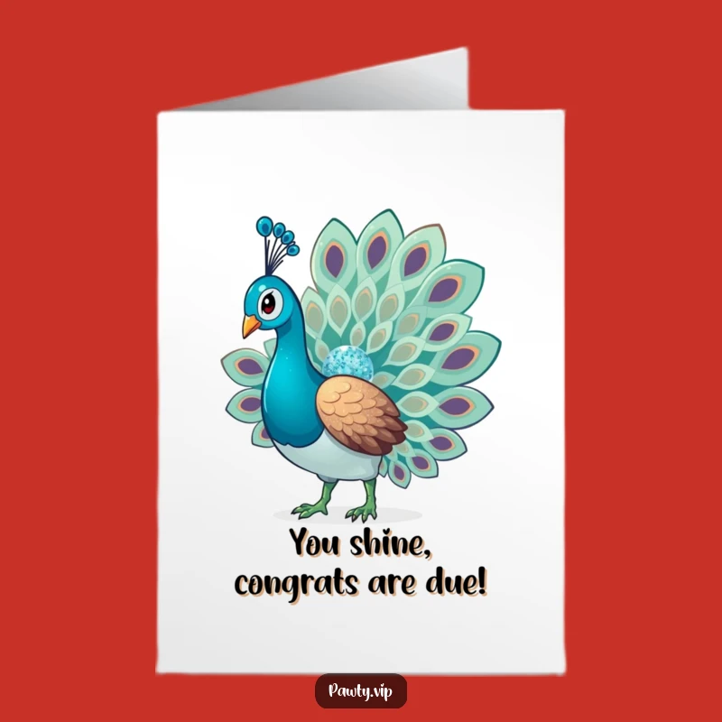 Free Printable Congrats Card: Glitter Peacock Shines for Your Success Funny Downloadable Gift
