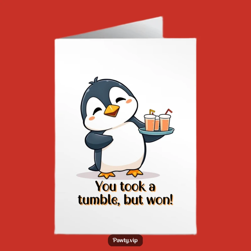 Free Printable Penguin Congrats: Drinks Spilled, Success Still On!