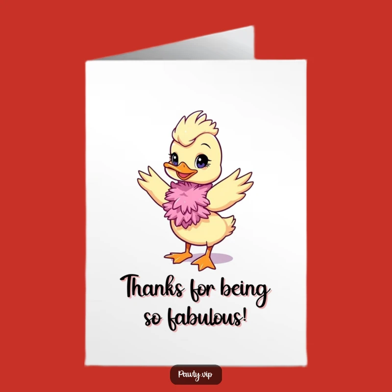 Free Printable Thank You Card: Diva Duck Feather Boa Downloadable Gift