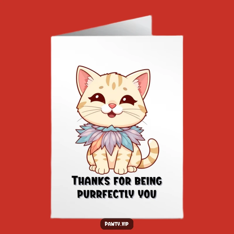 Free Printable Thank You Card: Giggling Cat Boa, Funny Downloadable Gift
