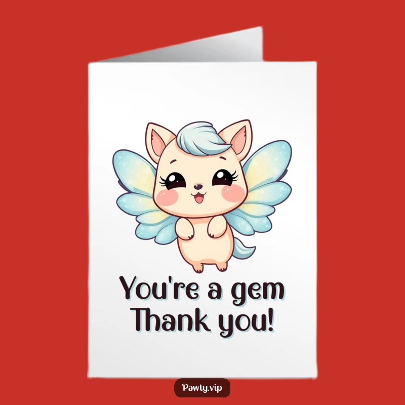 Free Printable Thank You Card: Glitter Wings Animal's Joyful Flutter for a Funny Downloadable Gift
