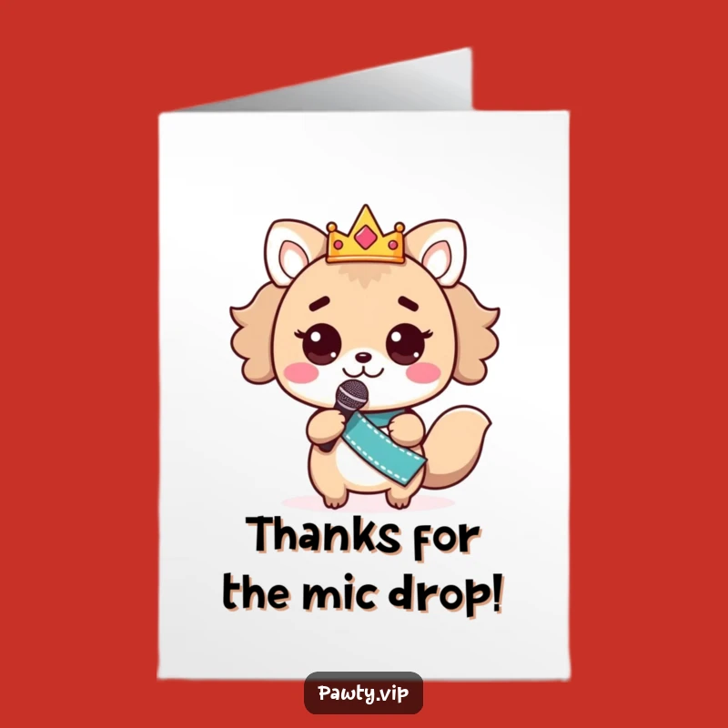 Free Printable Thank You Card: Kawaii Animal Crooner Expresses Gratitude!