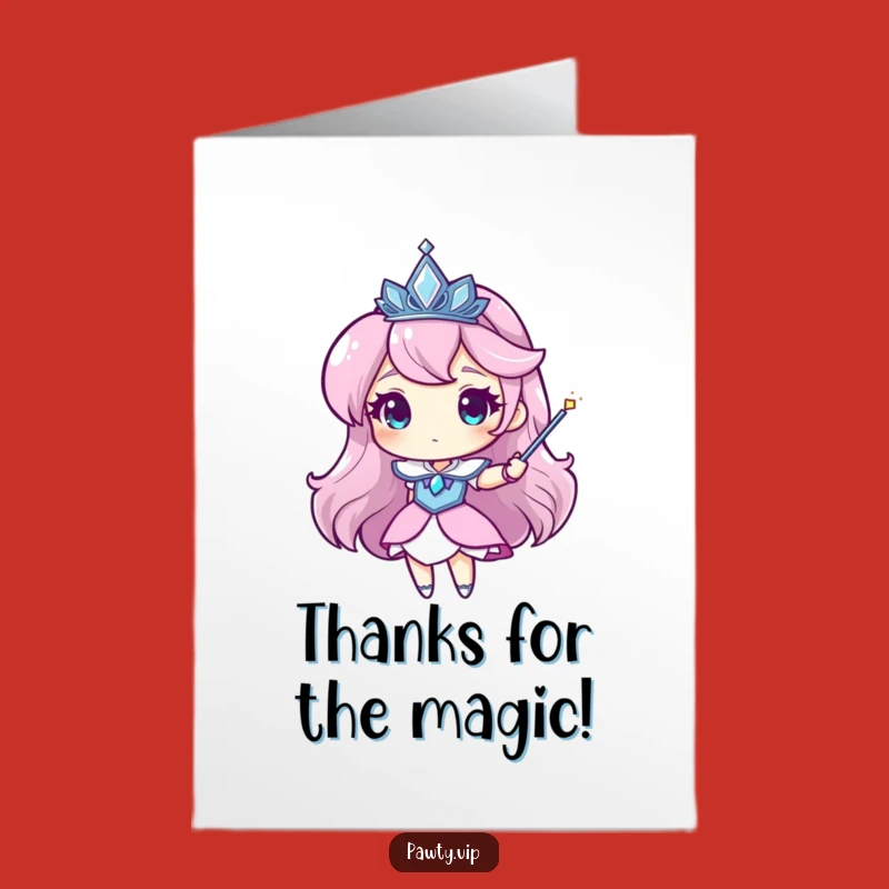 Free Printable Thank You Card: Magical Tiara Character, Funny Enchanting Thanks, DIY Downloadable Gift!