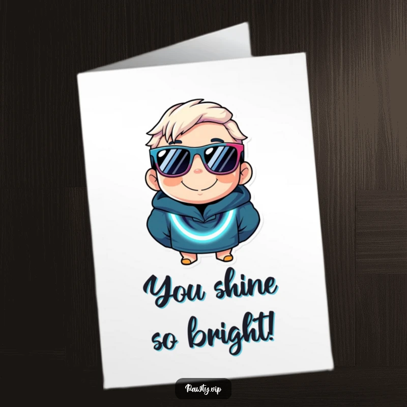 Funny Free Printable Thank You Card featuring a smiling neon character in sunglasses, sending thanks with flair.