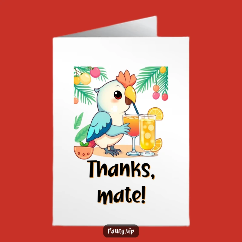 Free Printable Thank You Card Parrot: Funny Kawaii Sip, Downloadable Gift