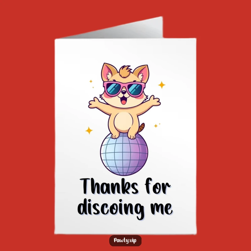 Free Printable Thank You Card: Disco Animal Dancer - Funny Downloadable Gift of Gratitude