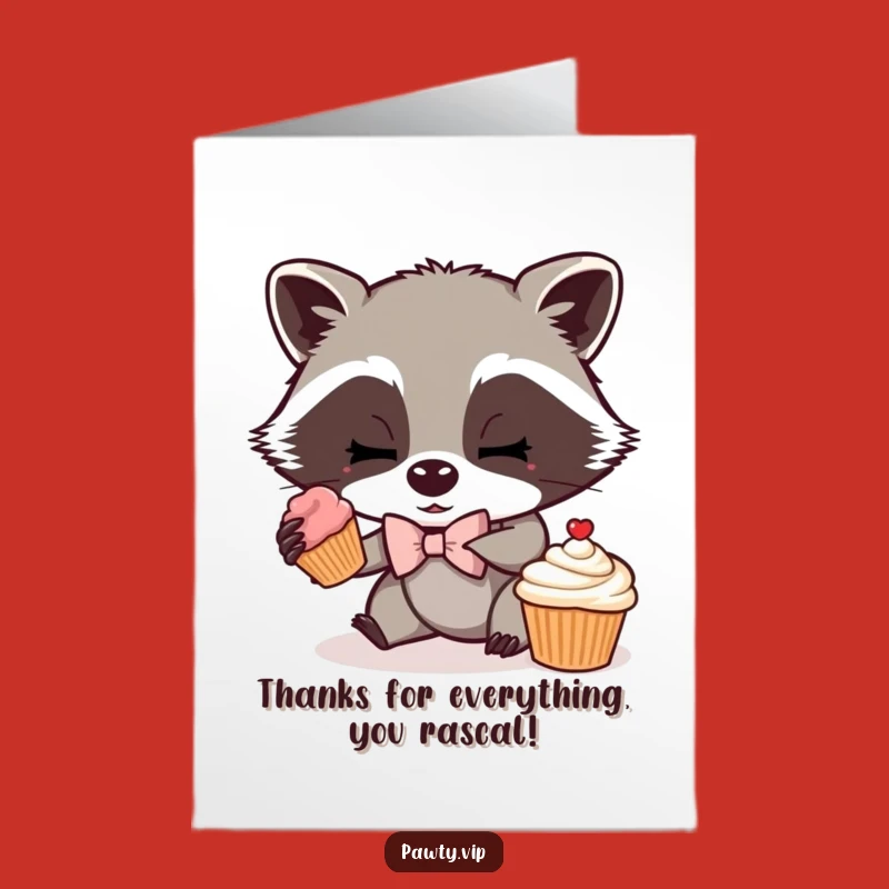 Free Printable Raccoon Thank You Card: Cupcake Loot Gratitude
