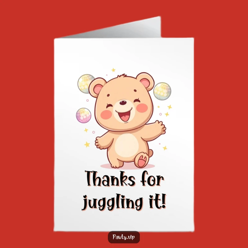 Free Printable Thank You Card: Disco Bear Expressing Gratitude, a Fun Downloadable Gift