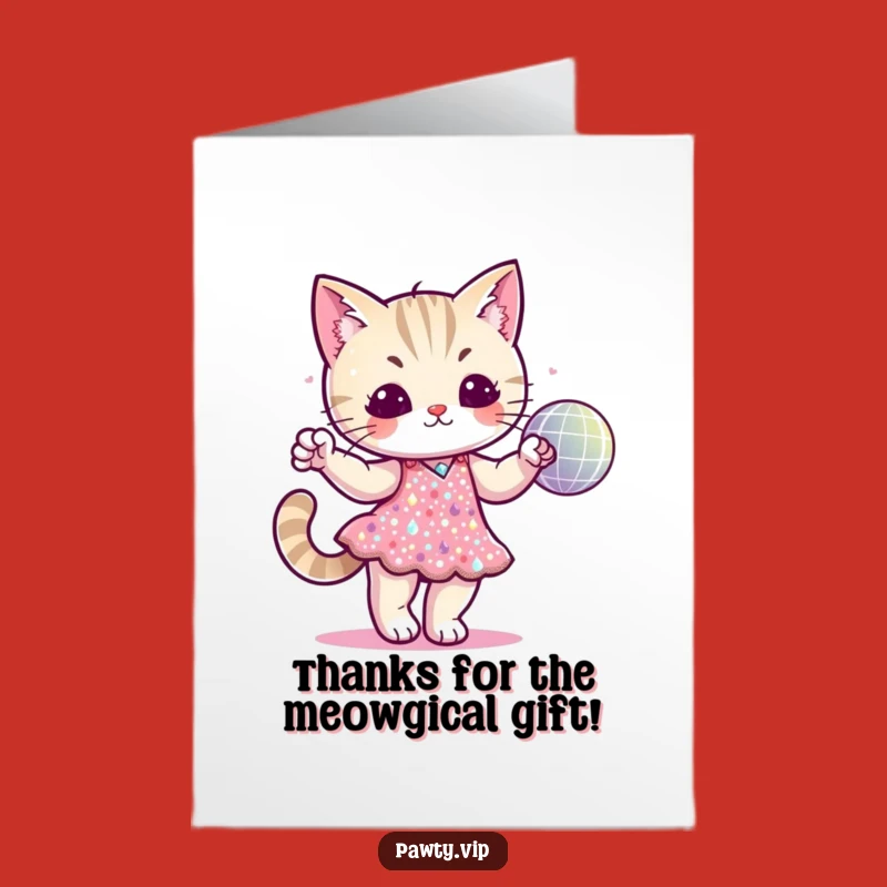 Free Printable Disco Cat Thank You Card - Purr-fect Thanks, Funny Downloadable Greeting!