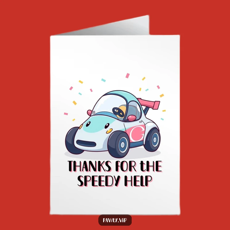 Free Printable Thank You Card Race Car Confetti Funny Downloadable Gift