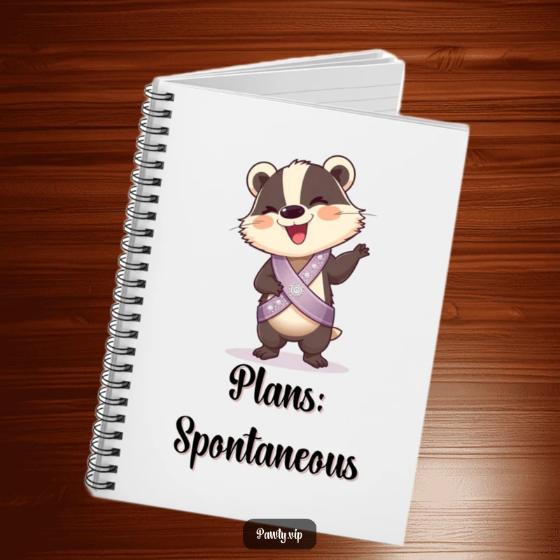 Funny Notebook: A giggling badger in a sparkly sash does a silly dance, perfect for capturing thoughts with infectious energy and humor.