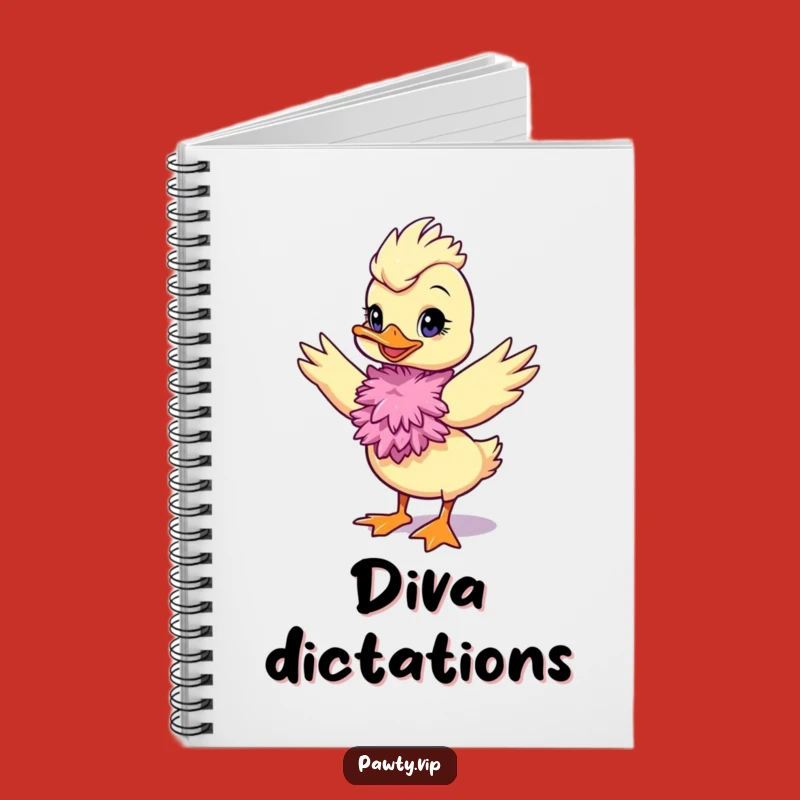 Funny Duck Diva Notebook, Feather Boa Journal, Glamorous Notes, Hilarious Gift