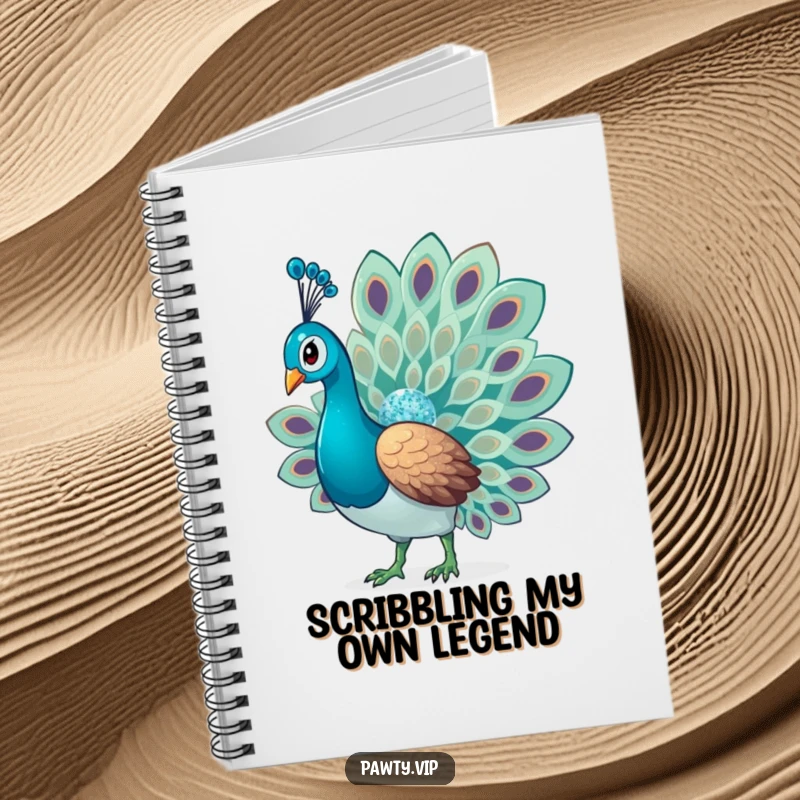 Funny Glitter Peacock Notebook with a glamorous bird and sparkling glitter accents on the cover, perfect for stylish note-taking.