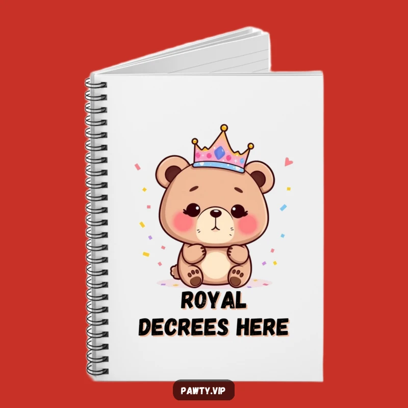 Funny Bear Queen Notebook, Sparkly Crown Journal, Regal Notes, Hilarious Gift for Writers