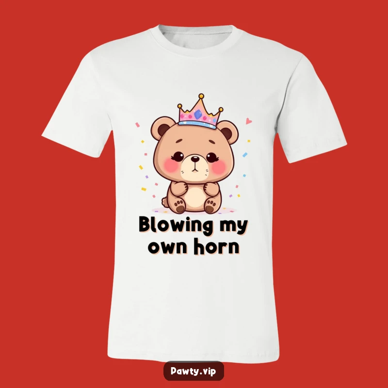 Funny Bear Crown Confetti T-Shirt, Sparkly Regal Birthday Tee, Hilarious Gift for Her