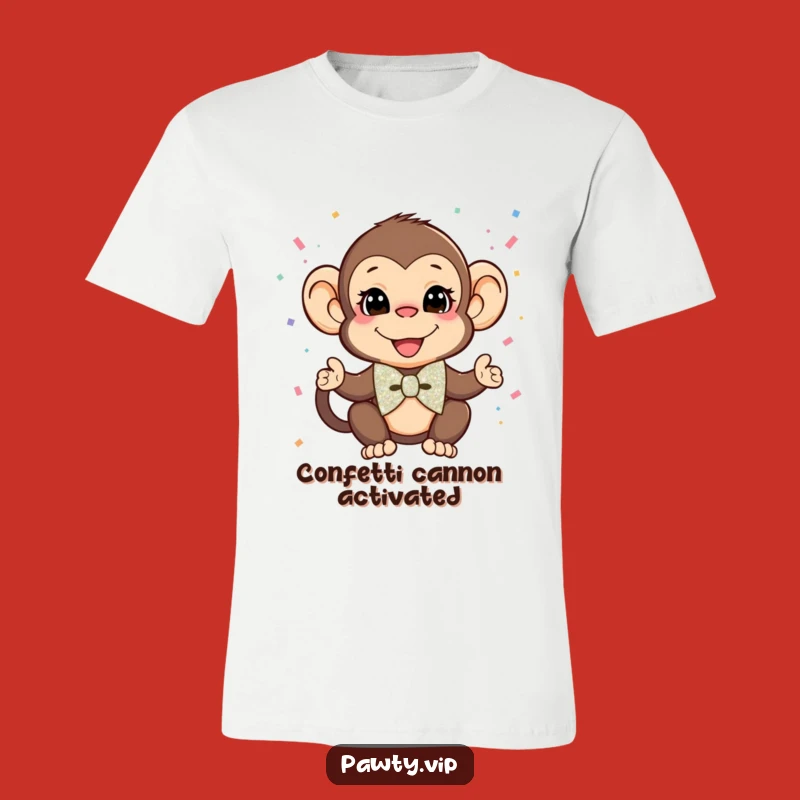 Funny Monkey Bow Tie Confetti T-Shirt: Hilarious Party Outfit for a Dapper Dude
