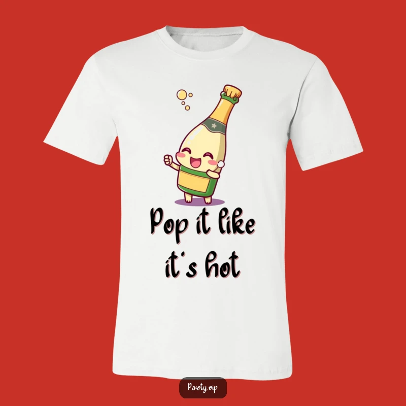 Funny Champagne Bottle T-Shirt: Popping Cork Joyful Party Tee