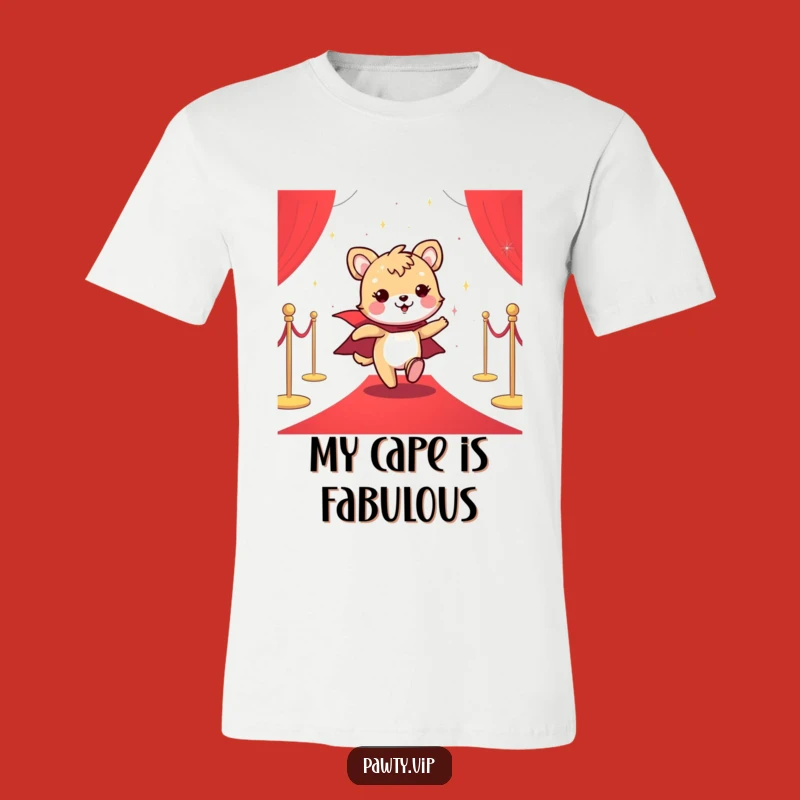 Funny Dashing Animal Cape T-Shirt: Cheerful Red Carpet Star's Humor Gift