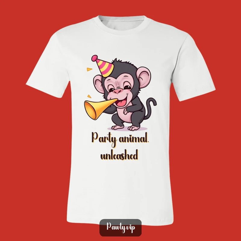 Funny Kawaii Chimp Party T-Shirt: Spread Joy with this Exuberant Birthday Tee