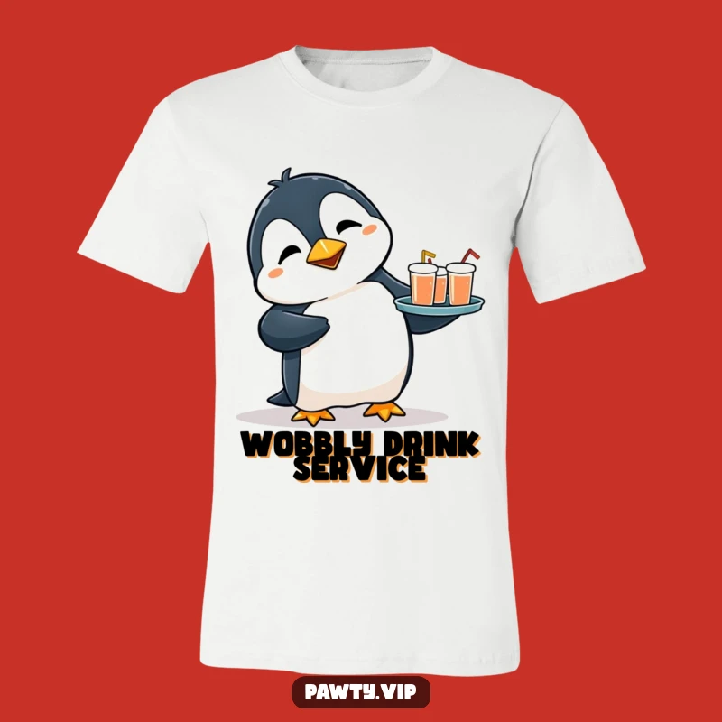 Funny Penguin Tripping T-Shirt: Flustered Drinks Server Tee, Ideal Gift