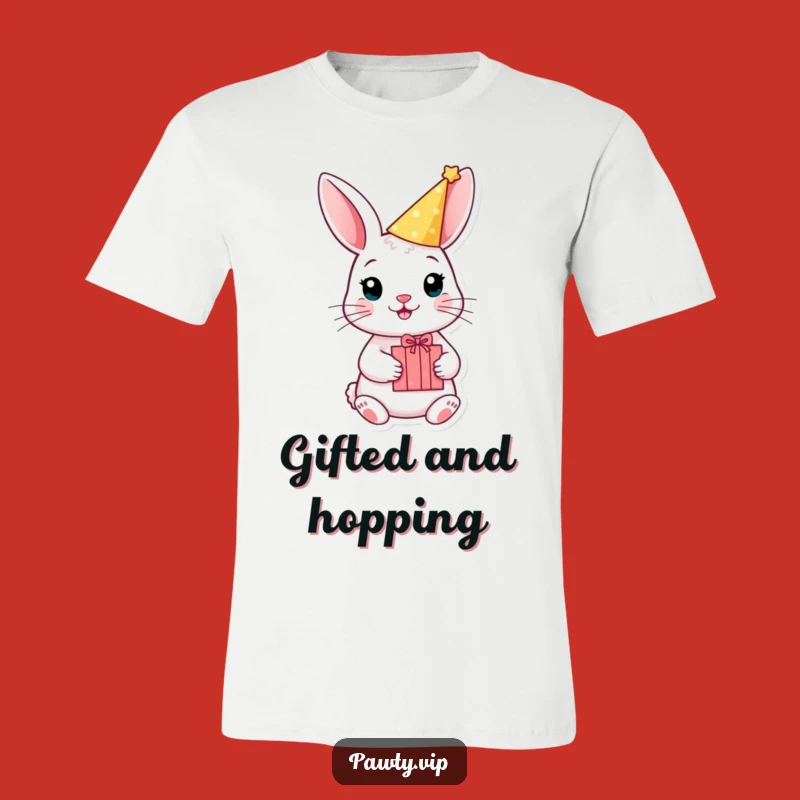 Funny Rabbit Party Hat T-Shirt, Gift Box Birthday Tee, Hilarious Present for Friends
