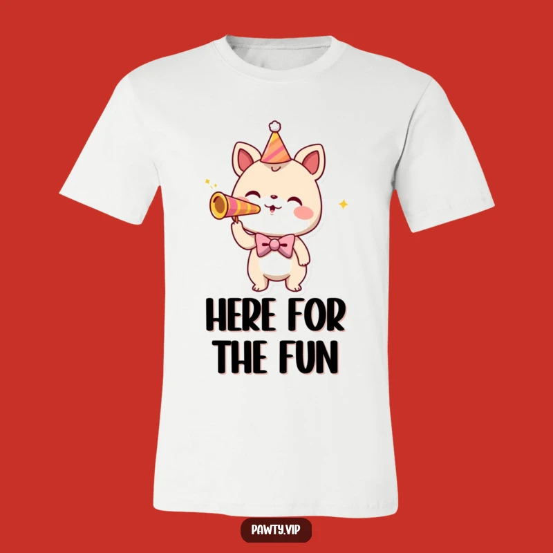 Funny Bowtie Party Horn T-Shirt: Playful Creature's Festive Humor Gift