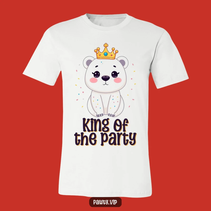 Funny Polar Bear Confetti T-Shirt: Dazzling Crown Bear Tee, Your Perfect Party Gift