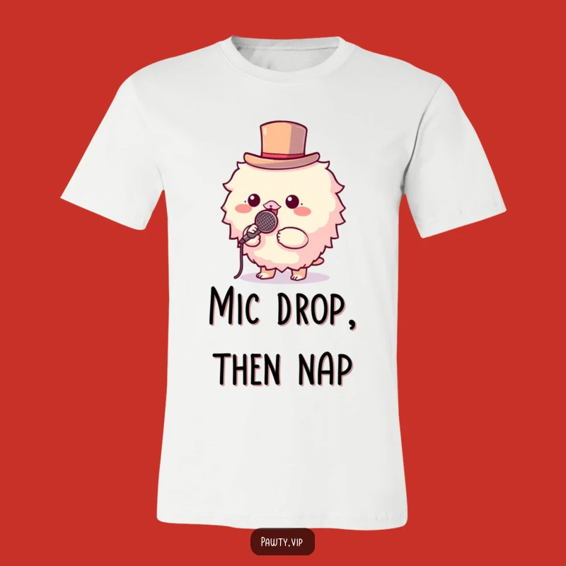 Funny Fluffy Star T-Shirt: Top Hat Performer's Microphone Humor Gift