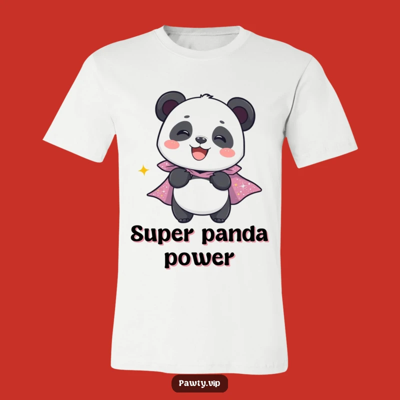 Funny Panda Power Tee: Giggling Hero in Sparkly Cape, Your Awesome Funny Gift