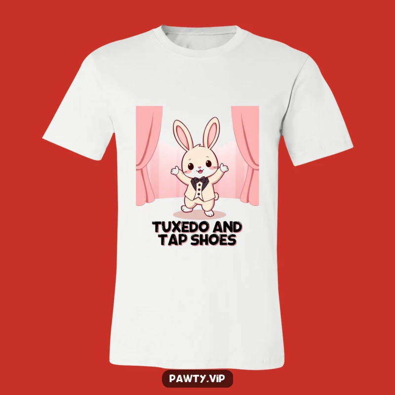 Funny Tuxedo Rabbit Dancing T-Shirt: Express Your Joy with This Hilarious and Cute Design
