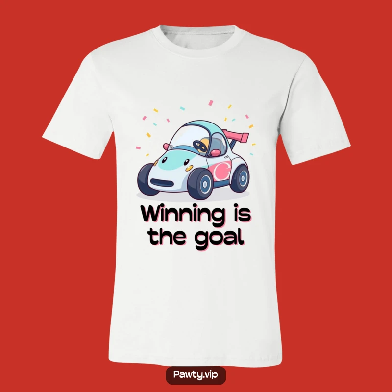 Funny Race Car Party T-Shirt: Cheerful car with streamers, a hilarious and celebratory funny gift.