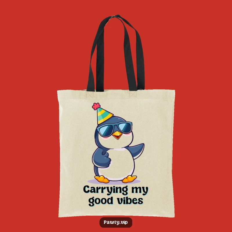 Funny Party Penguin Thumbs Up Tote Bag: Carry Your Essentials with Hilarious Coolness