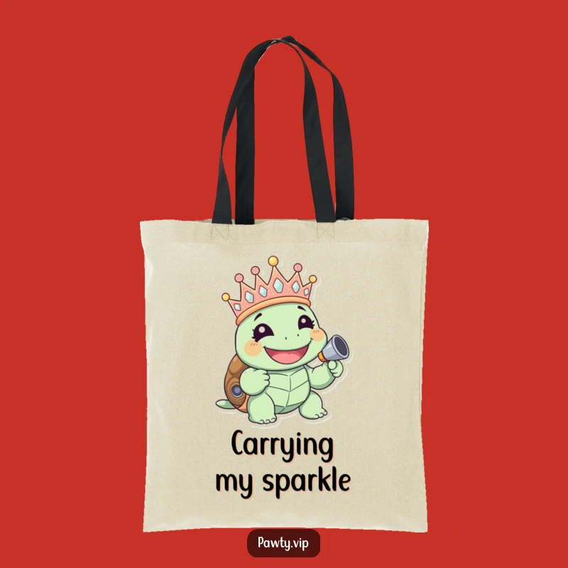 Funny Giggling Turtle Crown Tote Bag: Hilarious and Chic Bag for Celebrations
