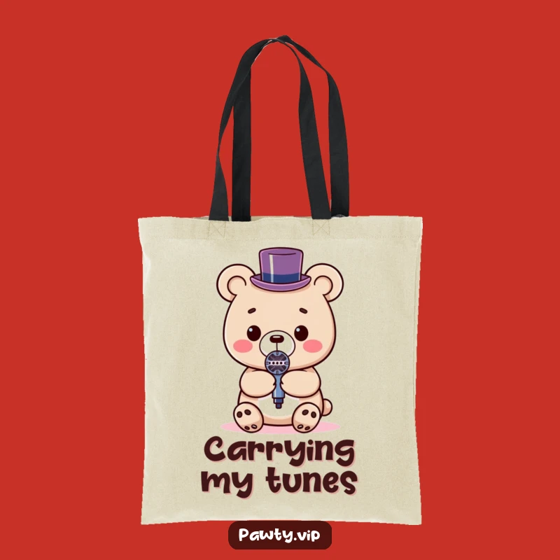 Funny Kawaii Bear Microphone Tote Bag: Stage Ready Companion Gift