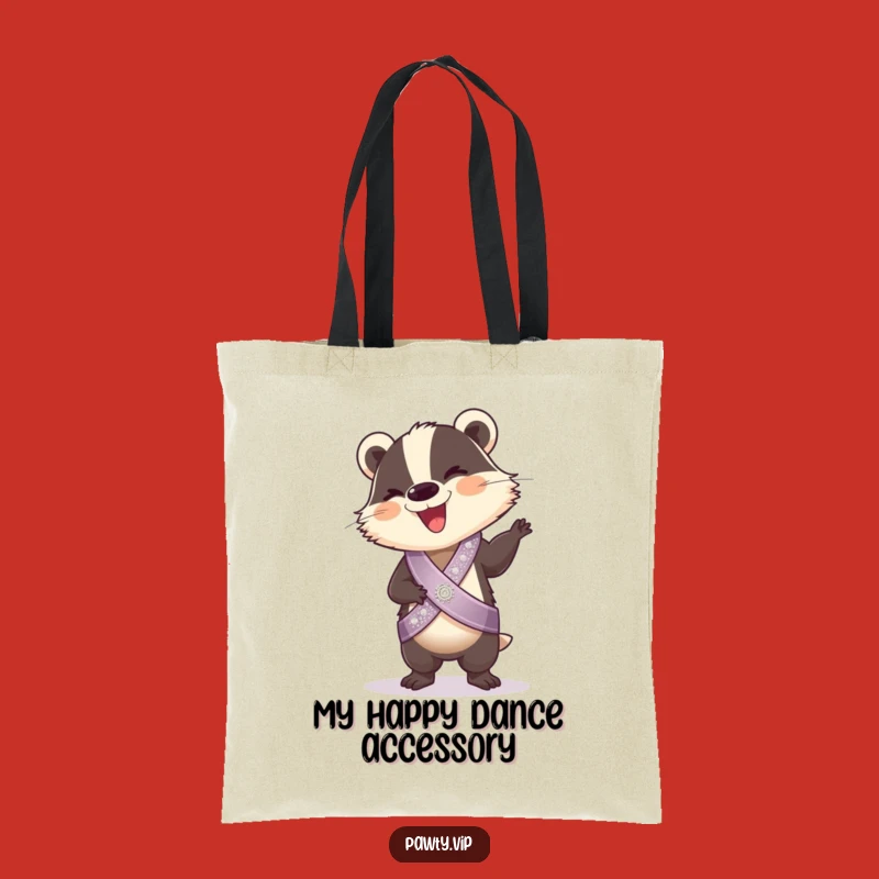 Funny Badger Tote Bag: Giggling Dancer with Sash, Stylish and Hilarious Funny Gift