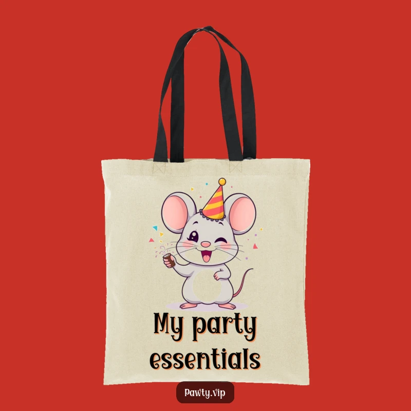 Funny Mouse Party Popper Tote Bag – Cheerful & Practical Accessory Gift