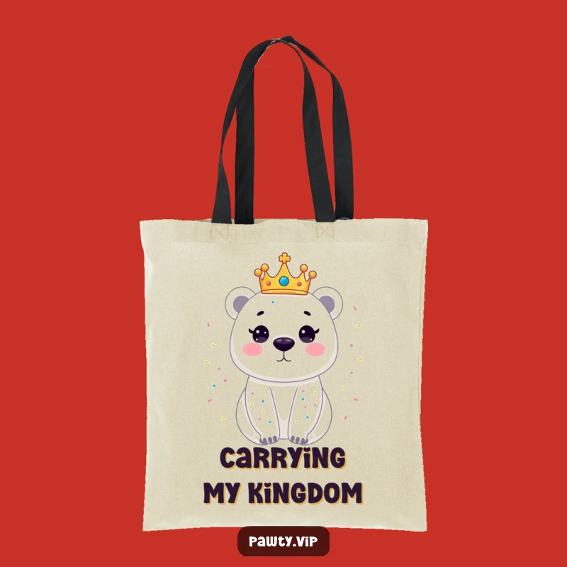 Funny Polar Bear Tote Bag: Dazzling Crown Bear Bag, Ideal Gift for Party Goers