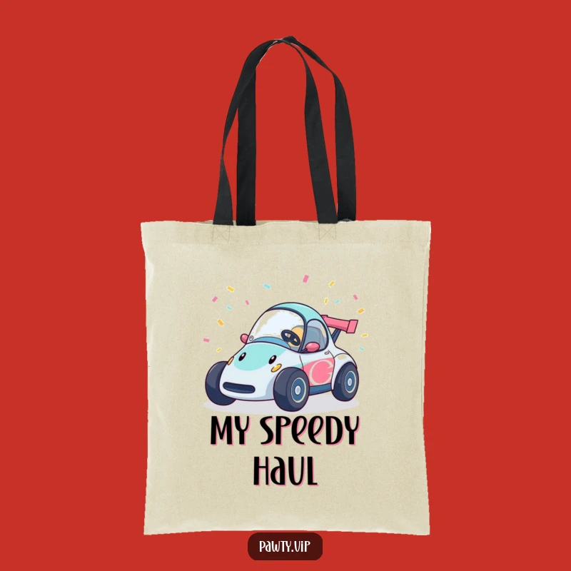 Funny Race Car Confetti Tote Bag: Spacious and stylish, carry your essentials with a speedy car, a great funny gift.